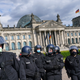 German police photographed outside the Reichstag in Berlin on May 16, 2020.